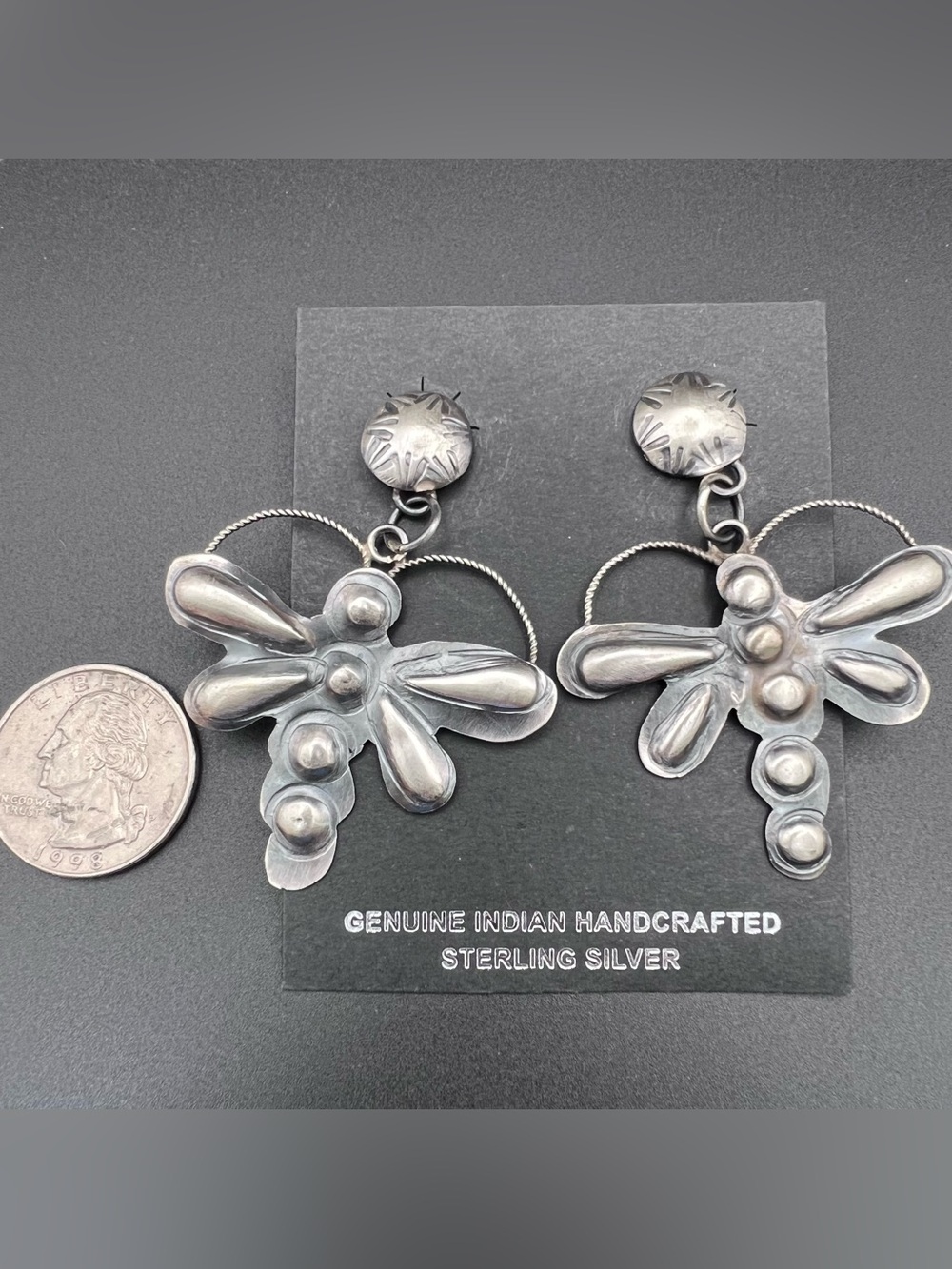 Native American Dragonfly Repousse Earrings